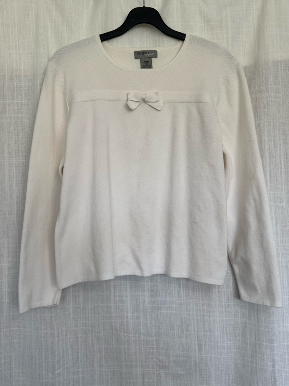 Designers Originals Petite Cream Bow Long Sleeve Top Size Petite XL
